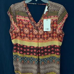 NWT DR2 by Daniel Rainn multicolor sleeveless blouse sz M